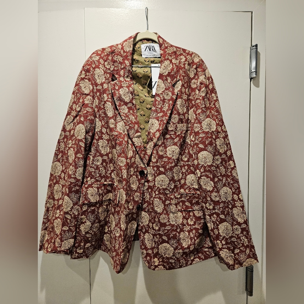 Zara floral full suit jacket and pant